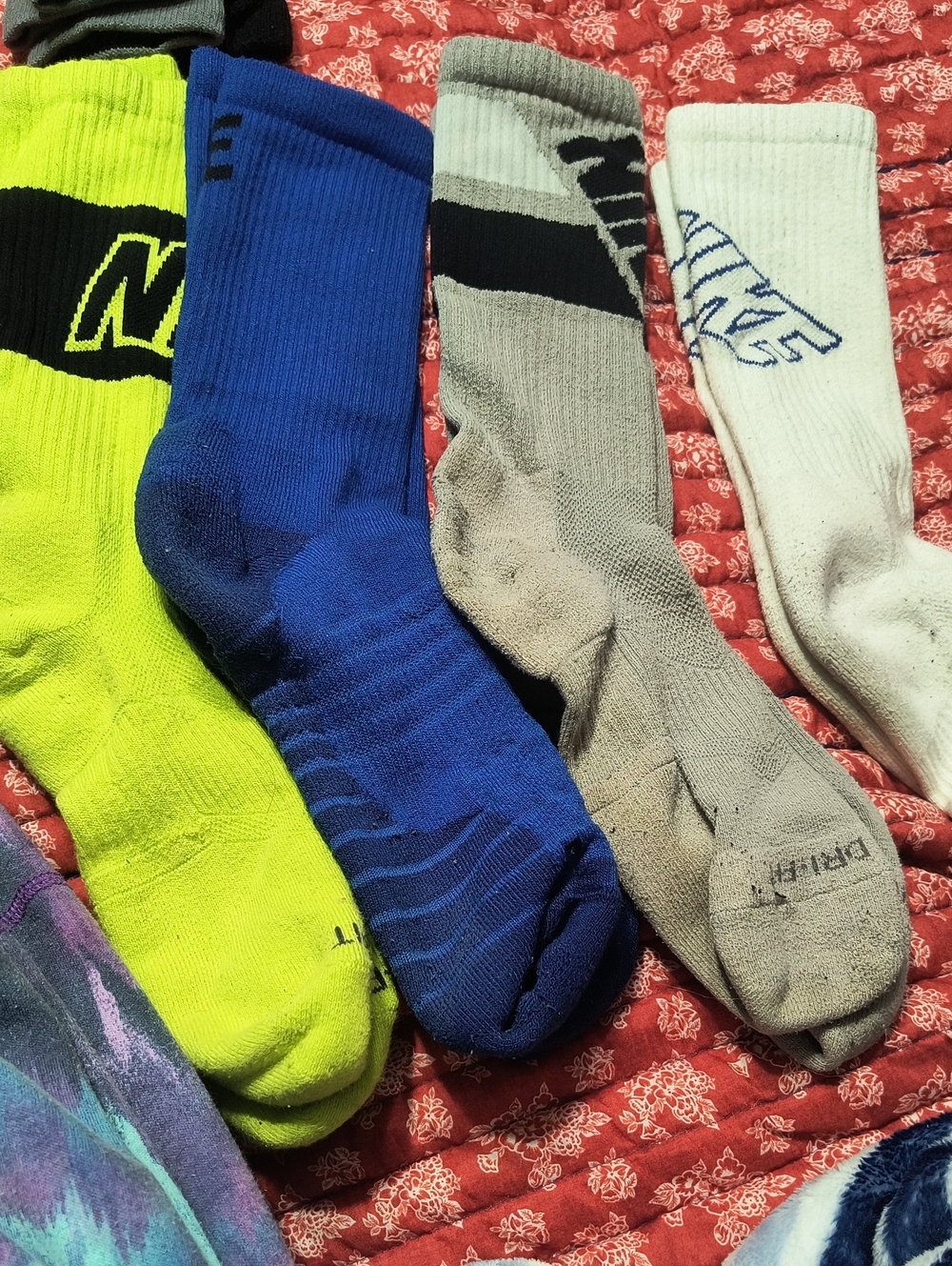 Nike Athletic Crew Socks in Neon Yellow, Royal Blue, Gray, White